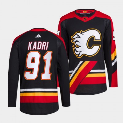 Calgary Calgary Flames #91 Nazem Kadri Men's adidas Reverse Retro 2.0 Authentic Player Jersey - Black Men's
